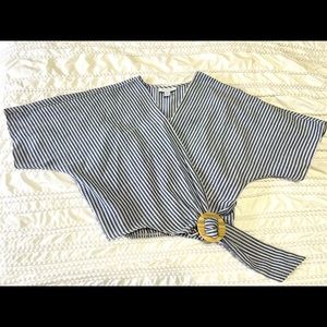 Topshop striped cropped blouse